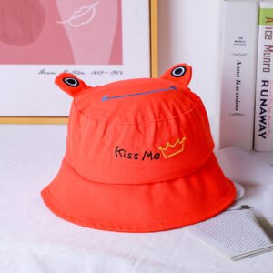 Lindo y divertido sombrero de pescador para niños-naranja