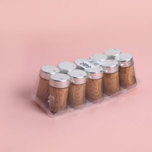 Botella Plateada de Rayas Verticales – Palillos de Dientes TC - 7466