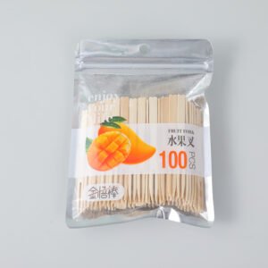 Tenedores de fruta de bambú en bolsa-100PCS-J-1901
