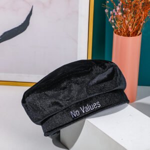 Gorro De Marinero Bordado De Terciopelo - Negro