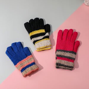 Women's anti-knit jacquard five-finger gloves