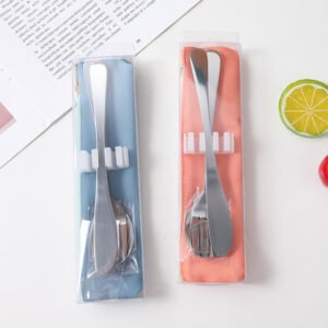 Juego de cubiertos portátil con Bolsa de tela - Tenedor, cuchara y cuchillo