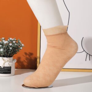 Cómodas medias cortas de seda para mujer con encaje 4 pares