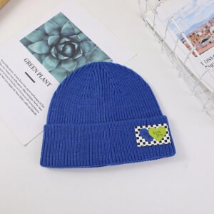 Sombrero de lana corazón a cuadros-azul