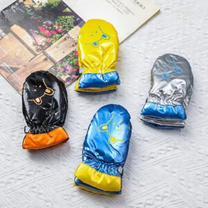 Mittens de plumón brillante para niños con diseño de envoltorio completo