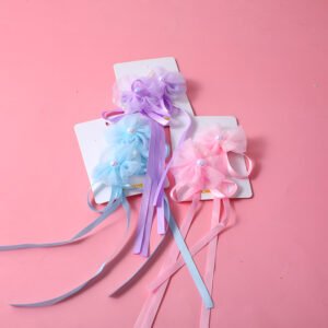 Flor de perlas de la cinta del pelo de los niños Clips 2pcs