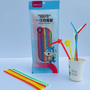 Pajita de té de burbujas envuelta en papel y7496