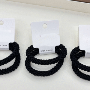 Lazos para el cabello premium trenzados negros 2 piezas