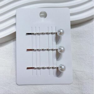 Horquillas de perlas de plata trenzadas de 6 cm
