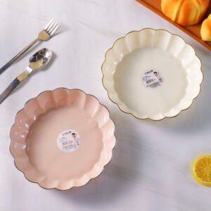 Plato de almacenamiento de lujo con estampado de oro 6136