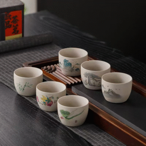 Taza de té de cerámica rugosa – Diseño de patrón