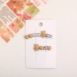Conjunto de clips de diamantes de imitación de osito esmaltado