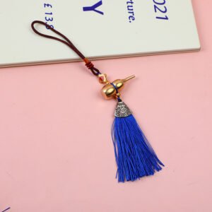 Colgador de coche de calabaza de cobre pequeño con nudo pequeño de dos yuanes