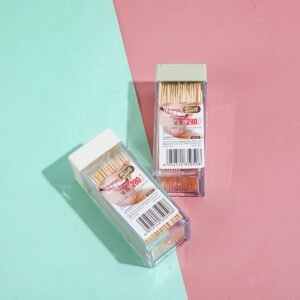 Push Lid Caja cuadrada de bambú Palillos de dientes 280pcs