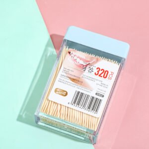 Caja cuadrada plana con tapa a presión Palillos de bambú 320 unidades