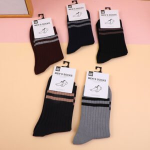 Calcetines de algodón con doble raya para hombre