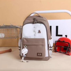 Mochila de botón de letras – Marrón