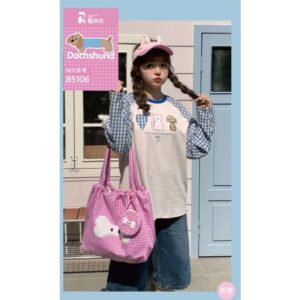 bolsa de hombro a cuadros - rosa