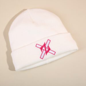 Gorro de punto acolchado con monograma personalizado-Blanco