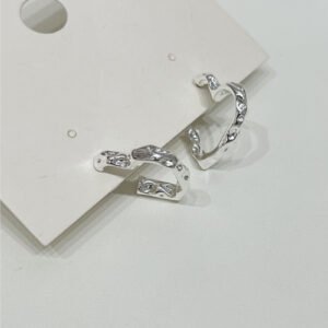 XE0147 Aros de aro ondulado - Plata