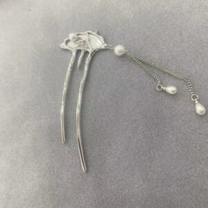 Pin de pelo de perla en forma de abanico en forma de U