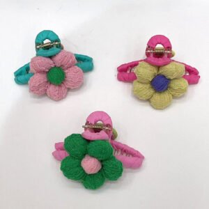 Garra de pelo pequeña con bloque de color de flores (color mezclado )