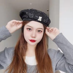Cute Hundred Hip Cool Beret-Negro