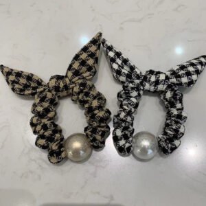Lazo de pelo perla houndstooth