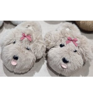 Pantuflas de Algodón para Mujer Cachorro - Caqui 40-41