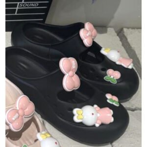 Zapatillas de Mujer Conejo Blanco Juguetón - Negro 35-36