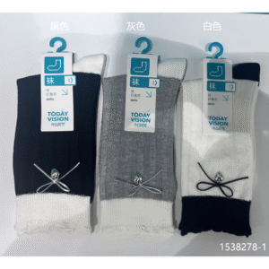 Calcetines de media pantorrilla para mujer con lazo de corazón de algodón de bambú