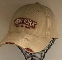 Sombrero de béisbol con borde desgastado - Beige