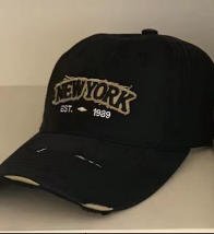 Sombrero de béisbol con borde desgastado - Negro