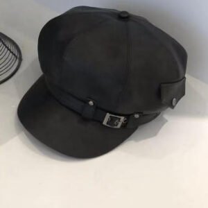 Sombrero octogonal de cuero - Negro