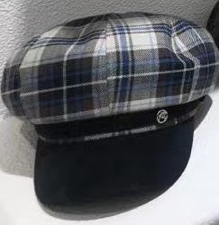 Sombrero Gatsby de bloques de color de visera a cuadros - Azul