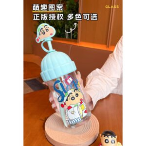 Taza de cristal de sombrero de Crayon Shinchan 680ml Verde Aqua