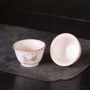 Tazas de té Roo rosa con lunares de flor de melocotón