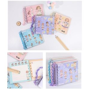 Cuaderno espiral de cadena de chica de rollo de huevo