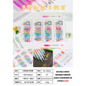 XX-0683 5pcs Bolígrafos de escritura arco iris