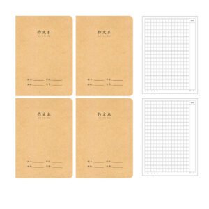 Cuaderno de composición de piel de vaca-cuadrícula 300