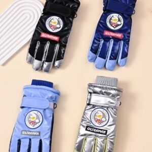 Guantes de cinco Dedos para Niños Mediados de Esquí con Logotipo Redondo Ultraman Z0017