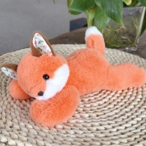 Juguete de peluche de animal acostado - zorro (naranja)