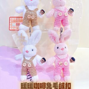 Llavero de peluche de conejito de café cálido