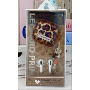 EJ-228 Auriculares Bluetooth con Estampado de Leopardo - Café