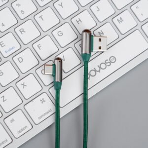 Cable de datos tipo C trenzado en codo de aleación de zinc-Verde