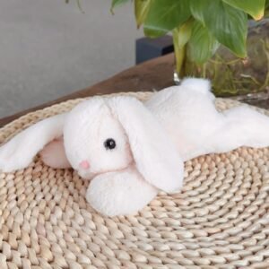 Juguete de peluche de animal acostado - Conejo (rosa)
