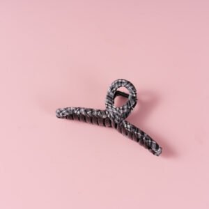 Pinza de pelo de tela de cuadros negro y blanco 13cm