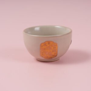 Taza de té de elefante de horno de Ru amarillo - Bendición dorada