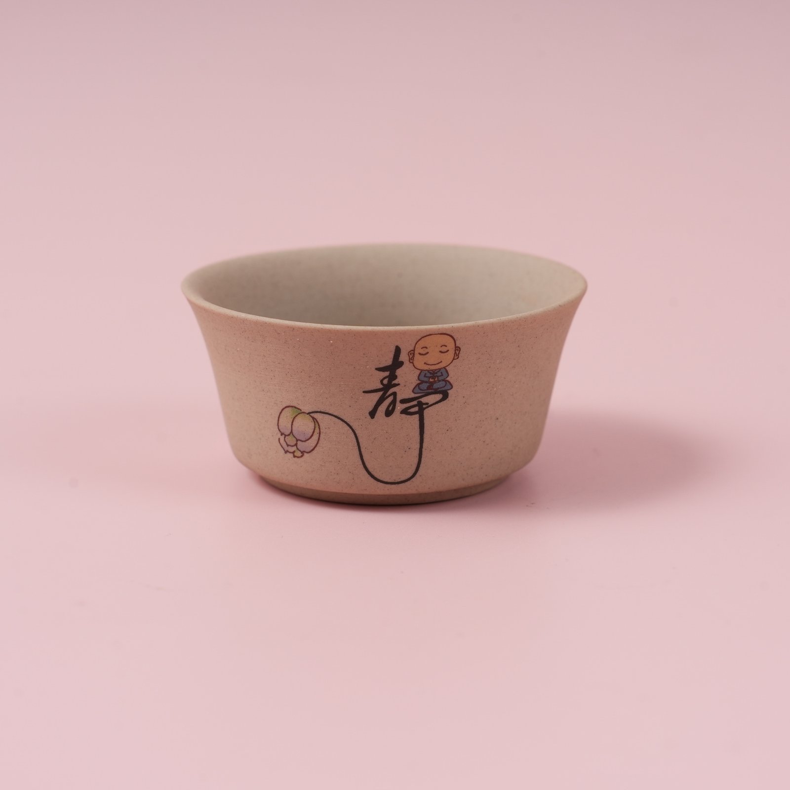 Taza de té de barro grueso de boca ancha - Diseño de monje
