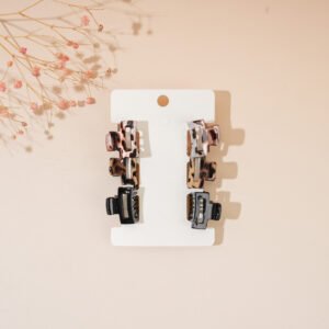 Pinzas de pelo mini cuadradas con estampado de leopardo 6pcs